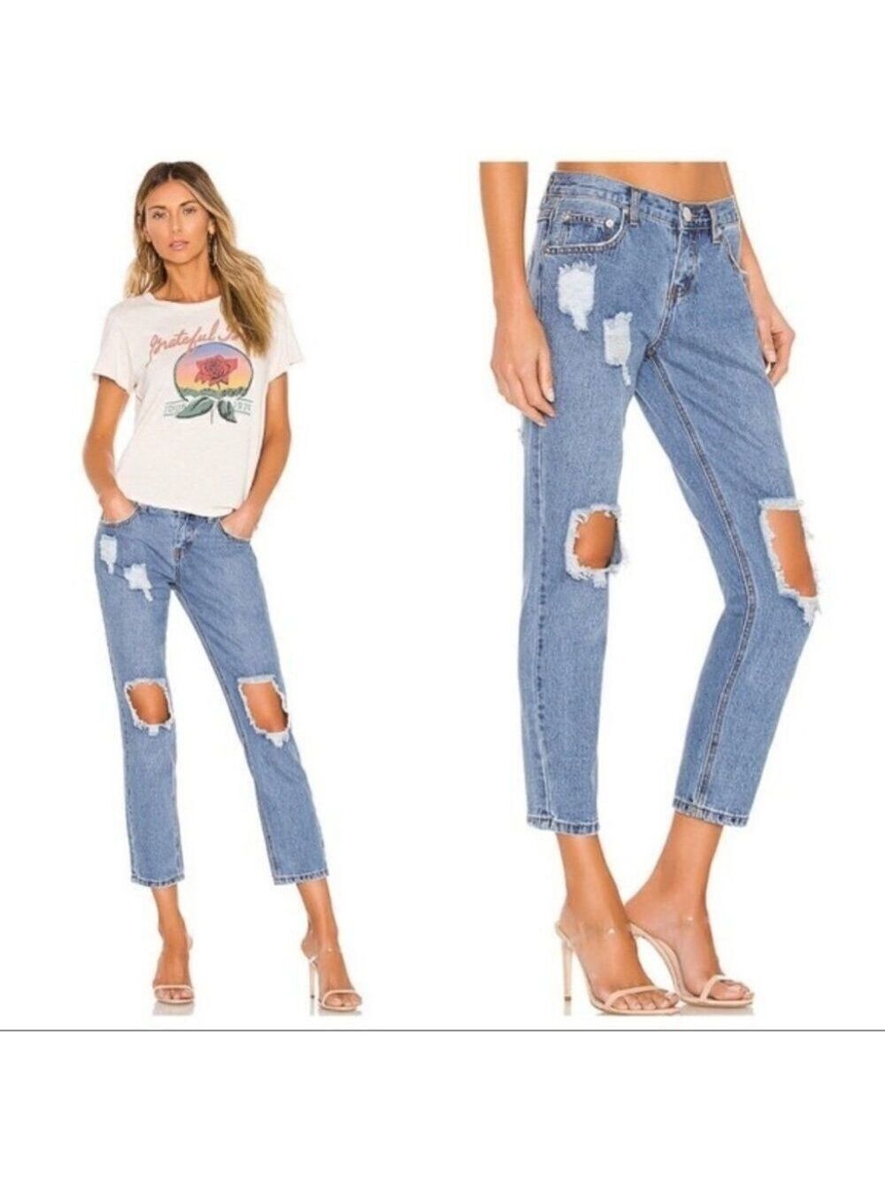 NWT Superdown | Angie Girlfriend Jeans in Vintage Blue Wash